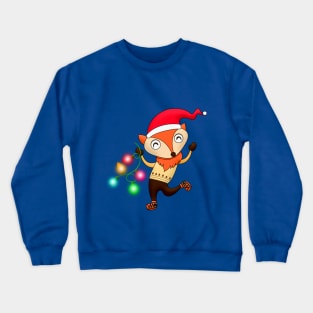 Merry Christmas Fox & Lights Crewneck Sweatshirt